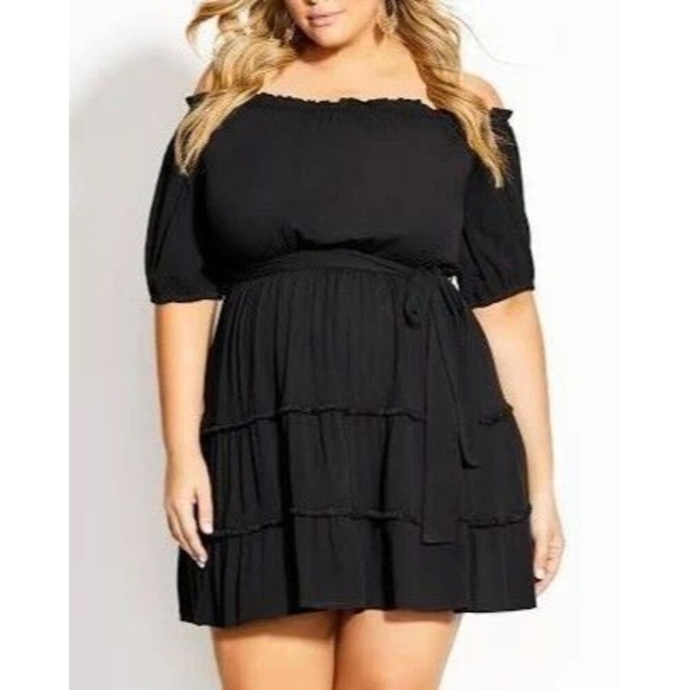 NWT Size 16 City Chic Fiesta Fringe Off The Shoulder Dress